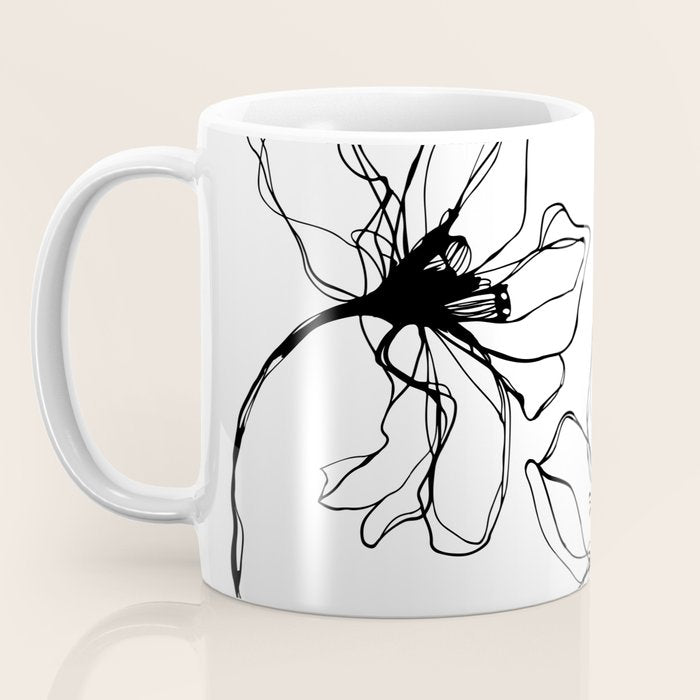 Bold Line Art Flowers Coffee Mug Gallery Image 3