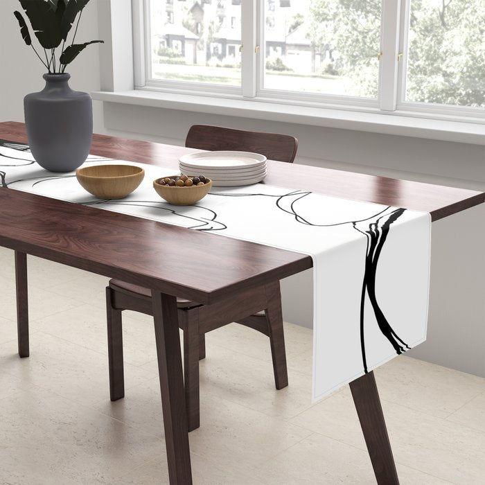 Bold Line Art Flowers Table Runner Gallery Image 2