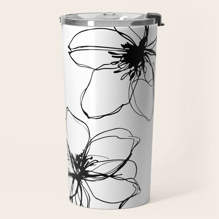 Bold Line Art Flowers Travel Mug Gallery Image 2
