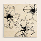 Bold Line Art Flowers Wood Wall Art Gallery Image 1