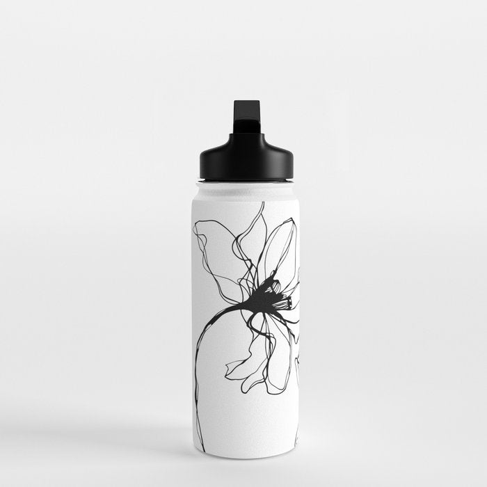 Bold Line Art Flowers Water Bottle Gallery Image 3