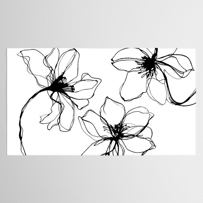 Bold Line Art Flowers Tablecloth Gallery Image 2
