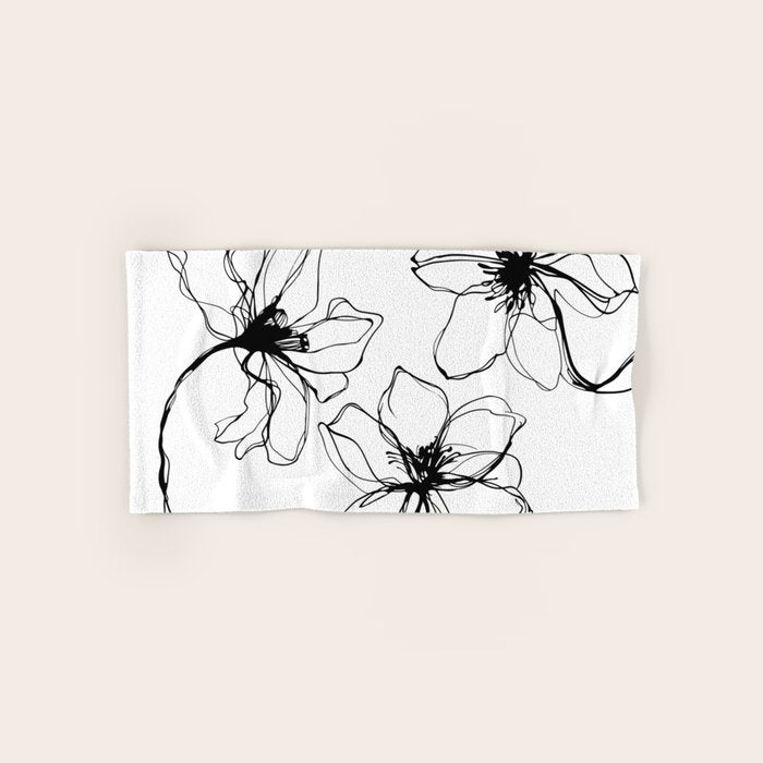 Bold Line Art Flowers Bath Towel Gallery Image 1