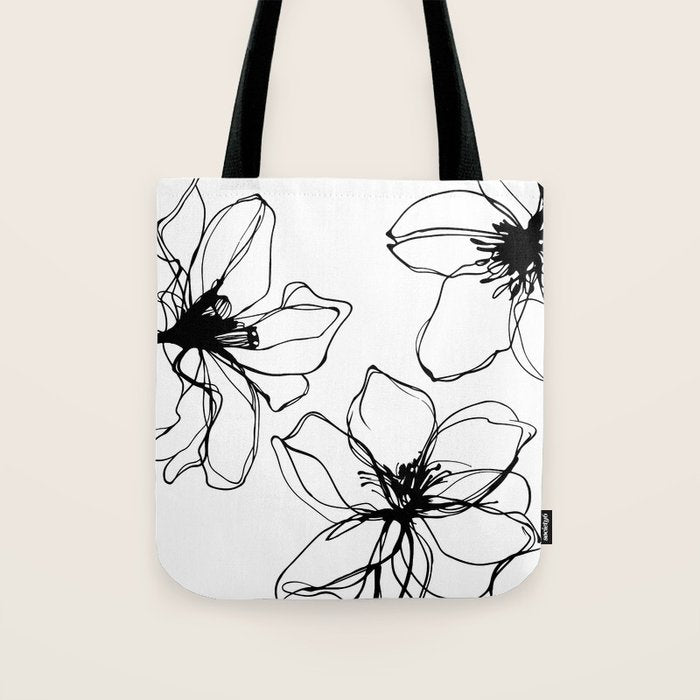 Bold Line Art Flowers Tote Bag Gallery Image 1