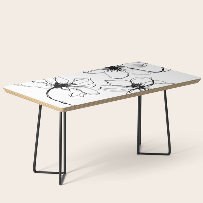 Bold Line Art Flowers Coffee Table Gallery Image 1