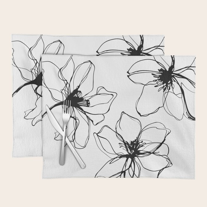 Bold Line Art Flowers Placemat Gallery Image 1