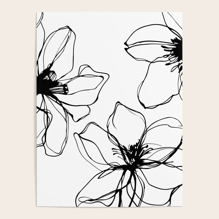 Bold Line Art Flowers Poster Gallery Image 1