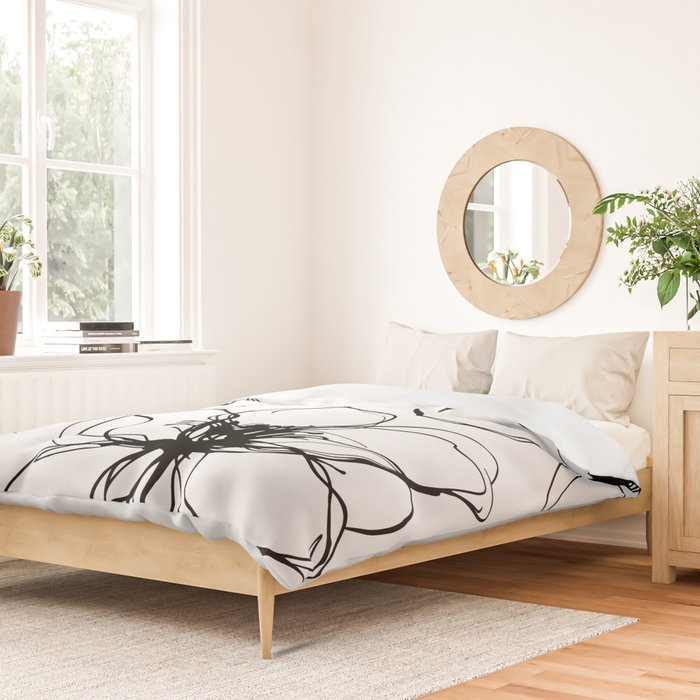 Bold Line Art Flowers Duvet Cover Gallery Image 2
