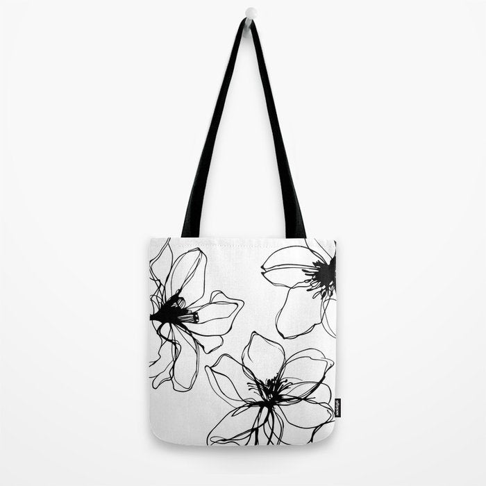 Bold Line Art Flowers Tote Bag Gallery Image 2