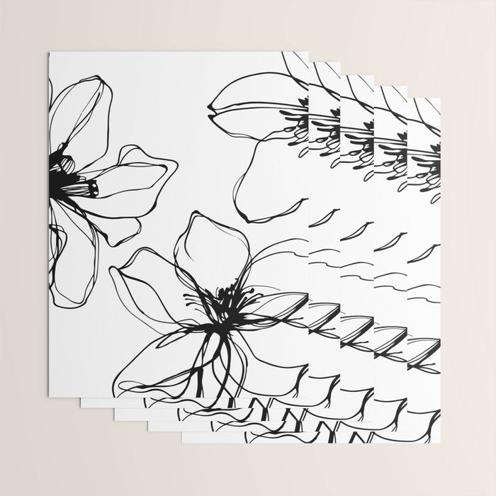 Bold Line Art Flowers Wrapping Paper Gallery Image 3