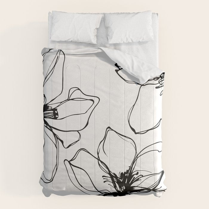Bold Line Art Flowers Comforter Gallery Image 6