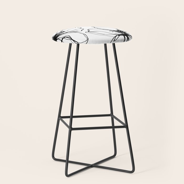 Bold Line Art Flowers Stool Gallery Image 1