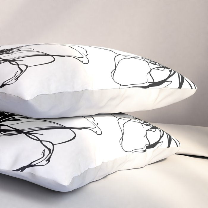 Bold Line Art Flowers Pillow Sham Gallery Image 3