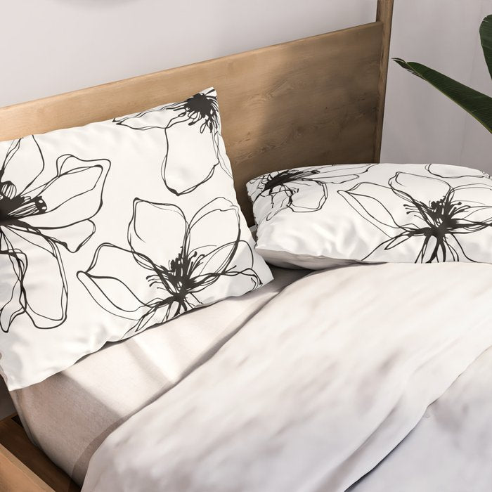 Bold Line Art Flowers Pillow Sham Gallery Image 2