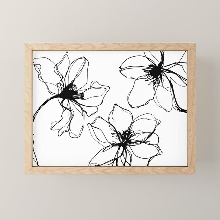 Bold Line Art Flowers Mini Art Print Gallery Image 1