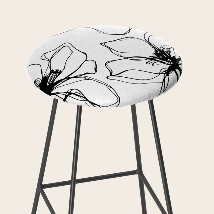 Bold Line Art Flowers Stool Gallery Image 2