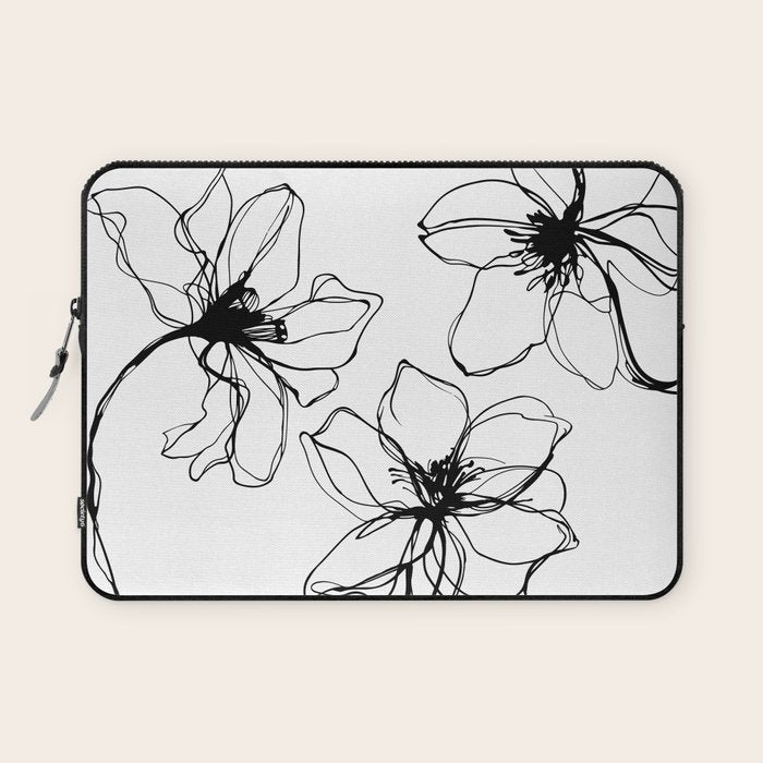 Bold Line Art Flowers Laptop Sleeve Gallery Image 1
