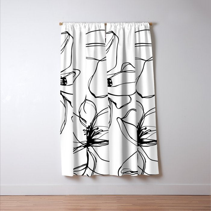 Bold Line Art Flowers Window Curtain Gallery Image 3
