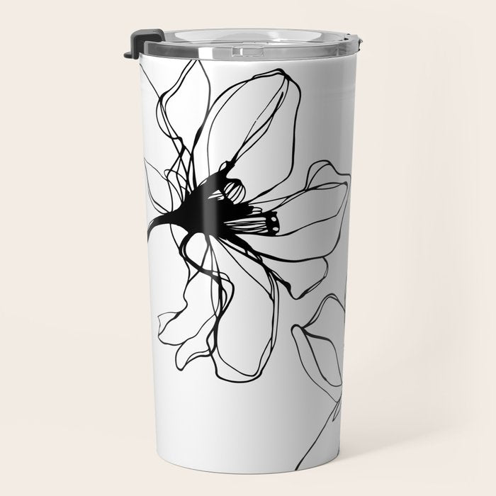 Bold Line Art Flowers Travel Mug Gallery Image 3
