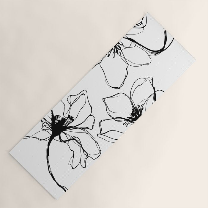 Bold Line Art Flowers Yoga Mat Gallery Image 1