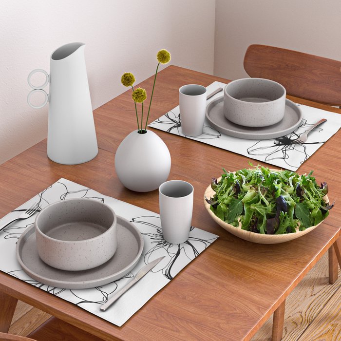 Bold Line Art Flowers Placemat Gallery Image 2