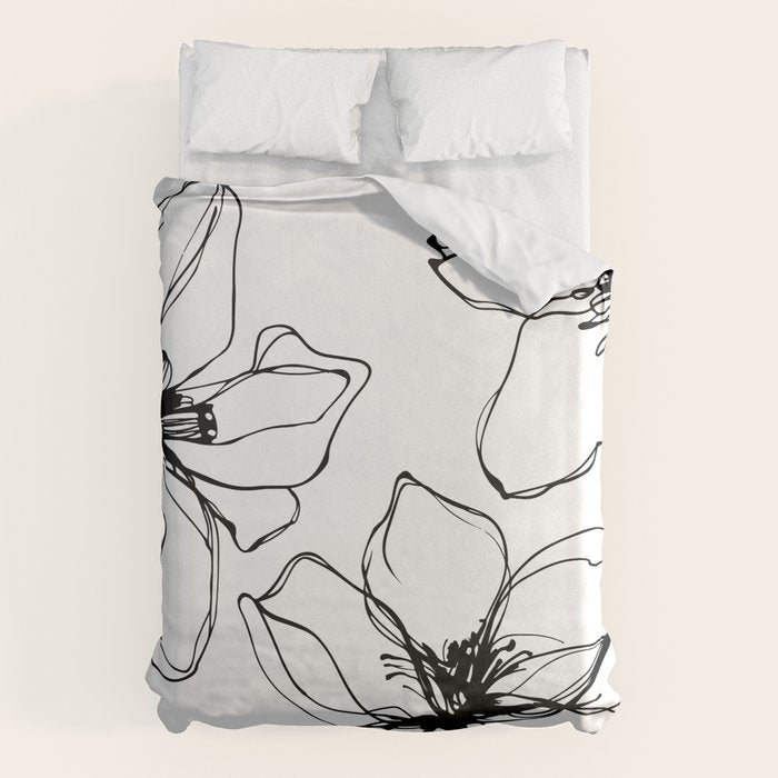 Bold Line Art Flowers Duvet Cover Gallery Image 6