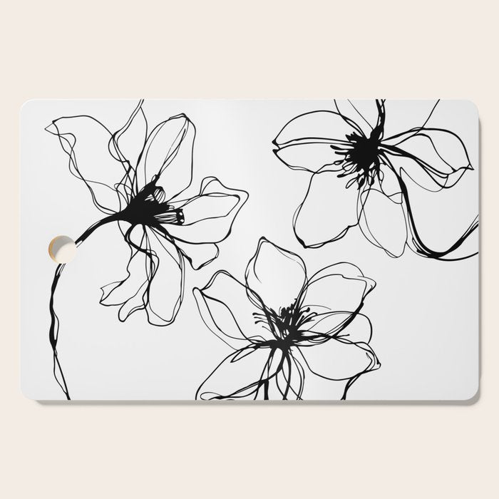 Bold Line Art Flowers Cutting Board Gallery Image 1