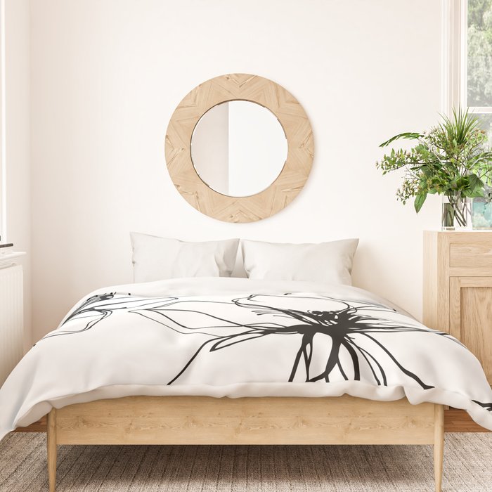 Bold Line Art Flowers Duvet Cover Gallery Image 3