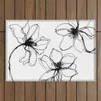 Bold Line Art Flowers Outdoor Rug Gallery Image 1