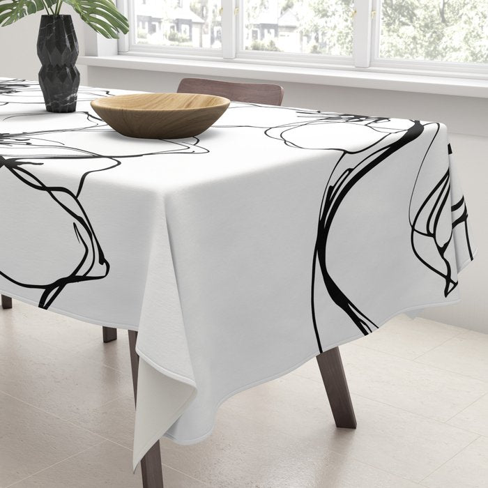 Bold Line Art Flowers Tablecloth Gallery Image 3