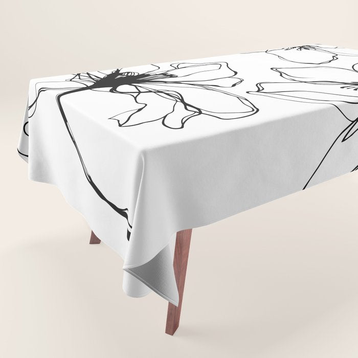 Bold Line Art Flowers Tablecloth Gallery Image 1