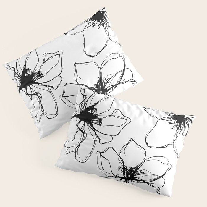 Bold Line Art Flowers Pillow Sham Gallery Image 3