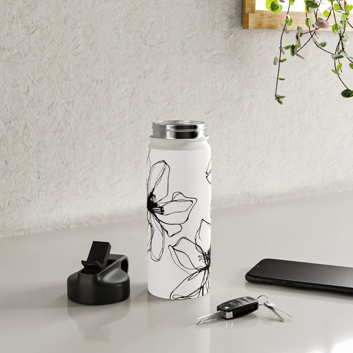 Bold Line Art Flowers Water Bottle Gallery Image 4