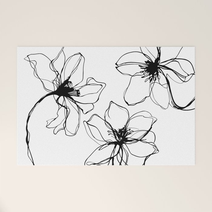 Bold Line Art Flowers Welcome Mat Gallery Image 1