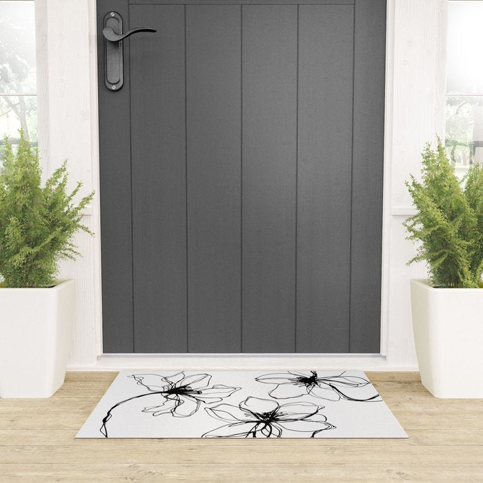 Bold Line Art Flowers Welcome Mat Gallery Image 3