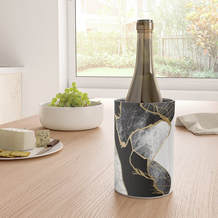 Minimal Black and Gold Mountains Wine Chiller Gallery Image 4