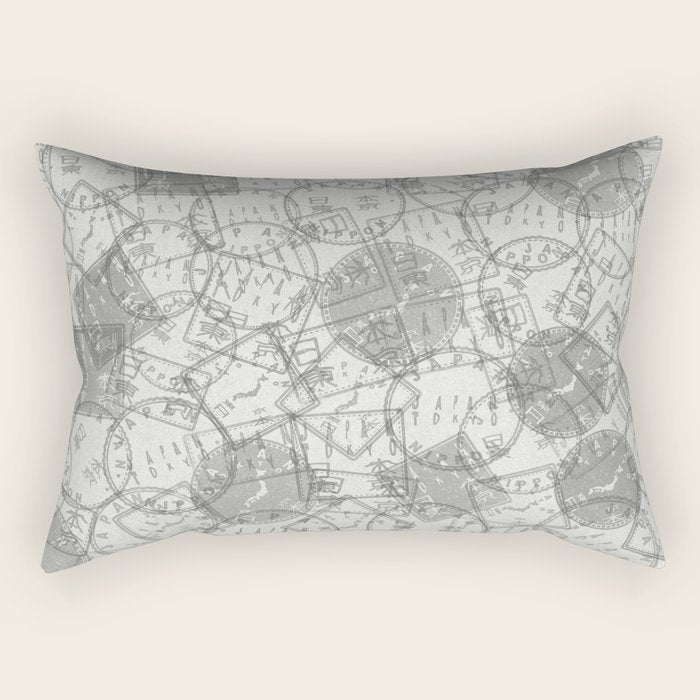 Vintage Tokyo Japan Postmark Pattern Rectangular Pillow Gallery Image 1