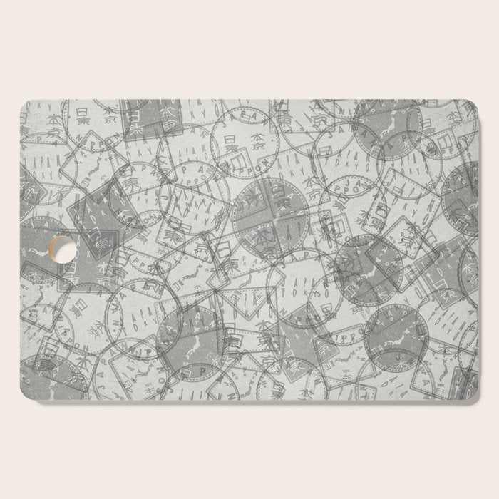 Vintage Tokyo Japan Postmark Pattern Cutting Board Gallery Image 1