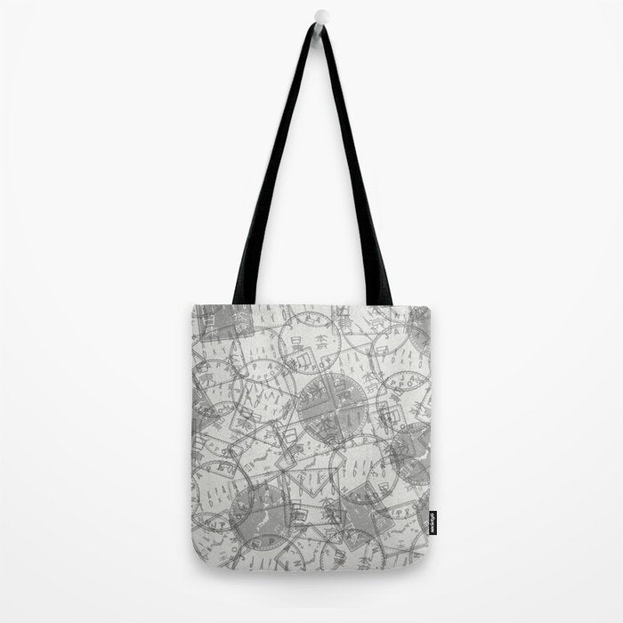 Vintage Tokyo Japan Postmark Pattern Tote Bag Gallery Image 2