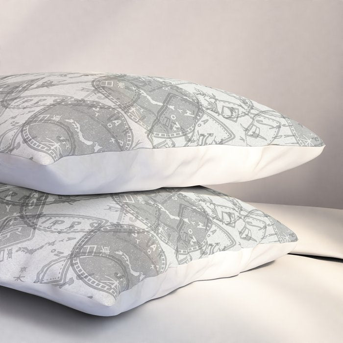Vintage Tokyo Japan Postmark Pattern Pillow Sham Gallery Image 3