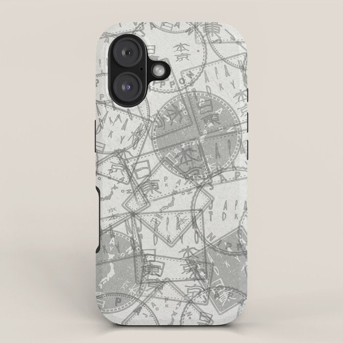 Vintage Tokyo Japan Postmark Pattern iPhone Case Gallery Image 1
