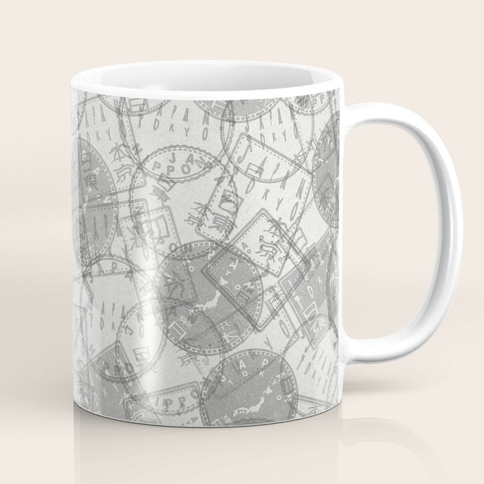 Vintage Tokyo Japan Postmark Pattern Coffee Mug Gallery Image 1