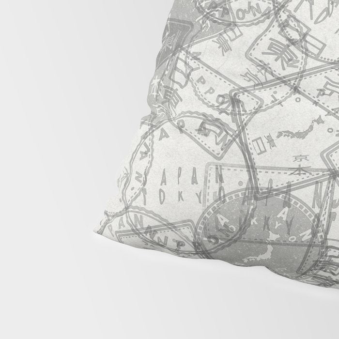 Vintage Tokyo Japan Postmark Pattern Pillow Sham Gallery Image 4