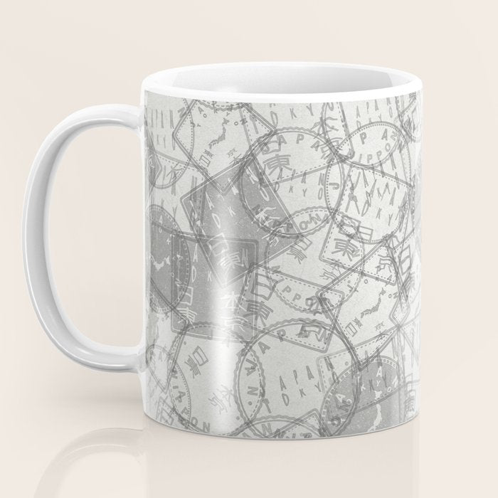 Vintage Tokyo Japan Postmark Pattern Coffee Mug Gallery Image 3