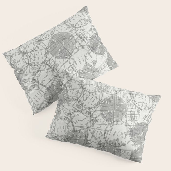 Vintage Tokyo Japan Postmark Pattern Pillow Sham Gallery Image 3