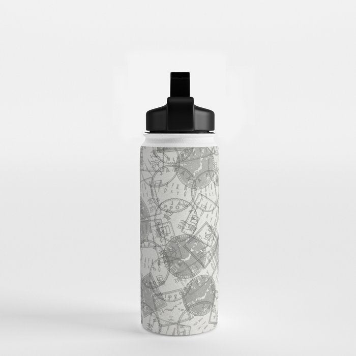 Vintage Tokyo Japan Postmark Pattern Water Bottle Gallery Image 2