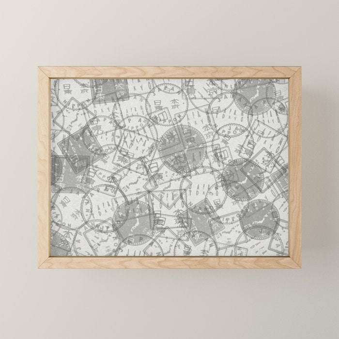 Vintage Tokyo Japan Postmark Pattern Mini Art Print Gallery Image 1