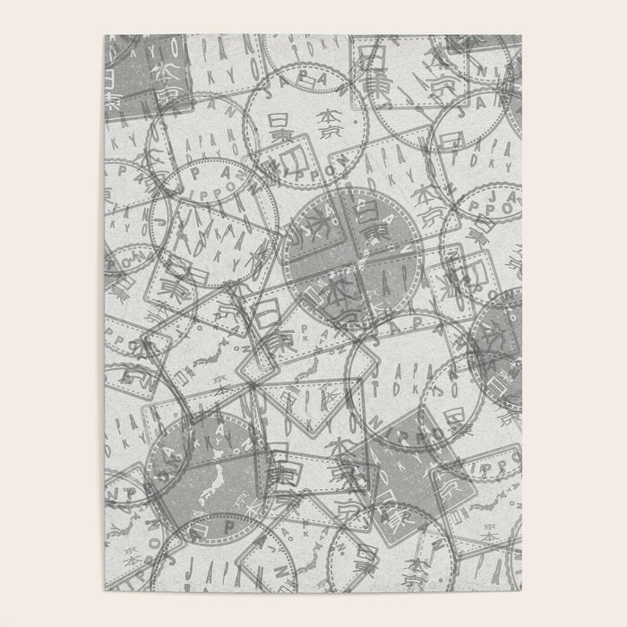 Vintage Tokyo Japan Postmark Pattern Poster Gallery Image 4