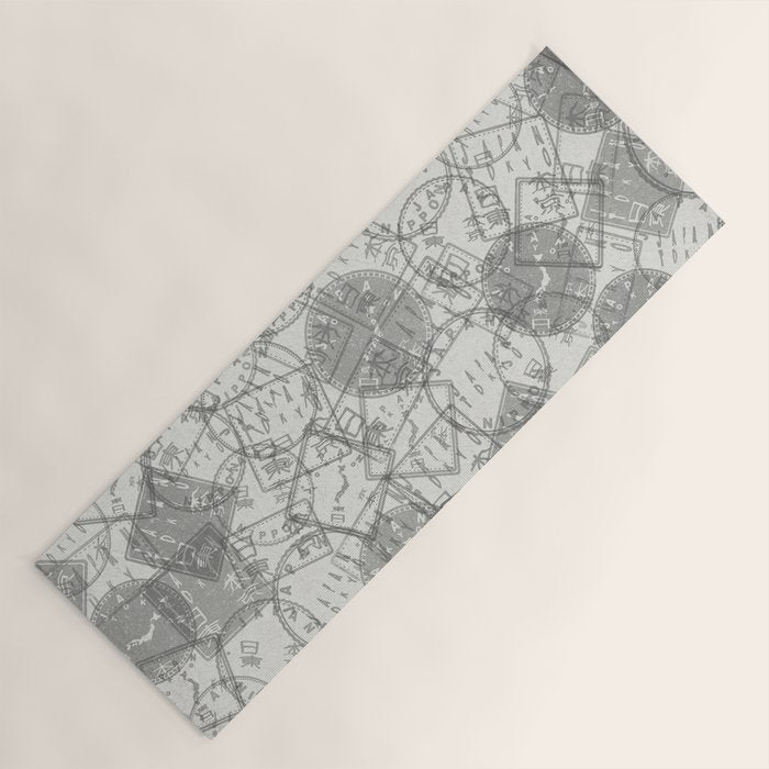 Vintage Tokyo Japan Postmark Pattern Yoga Mat Gallery Image 1