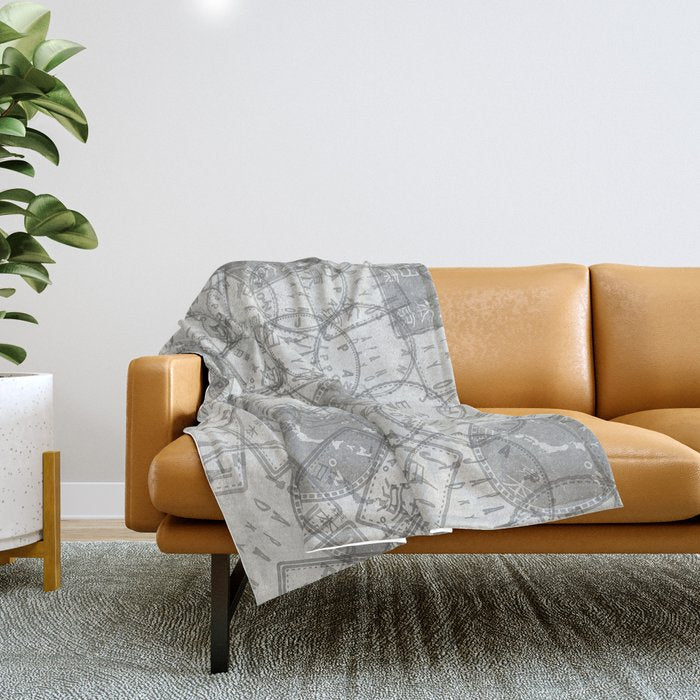 Vintage Tokyo Japan Postmark Pattern Throw Blanket Gallery Image 1